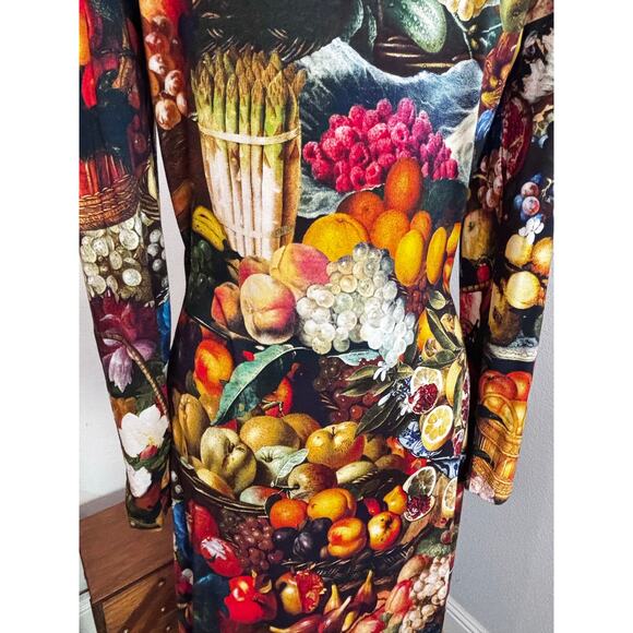 Samantha pleet Harvest print dress Aphrodite style all over photorealistic fruit - Picture 10 of 12